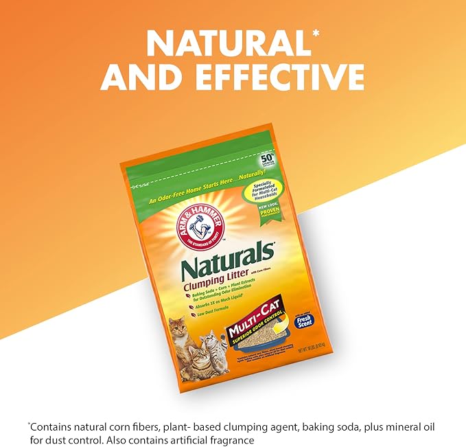 ARM & HAMMER Naturals Clumping Cat, Litter Odor Control, Multi Cat Litter, 18 lb. Bag (Pack of 2) - Image 12