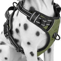 PoyPet No Pull Dog Harness Large, Reflective Vest with Front Clip & Handle | Easy On/Off, No Choke, Adjustable, 2 Leash D-rings, Soft Padded, Breathable, Oxford, for Walking Training, L, Military Green by PoyPet