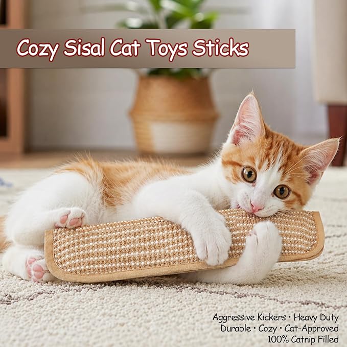 Cat Kicker Toys Pillow Sisal Catnip Cat Toys for Indoor Cat Kitten 3 Pack | 13inch Cats Toys Sticks for Bunny Kicking Boredom Breaker Interactive Cat Nip Kicker Toy for Large Cats - Image 8