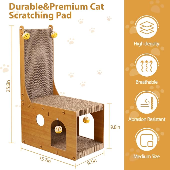​Cat Scratcher, Cat Scratching Board, L Shaped Vertical Cat Scratcher for Wall and Couch Protection, Cat Cardboard Scratcher with 4 Ball Toys for Indoor Cats - Image 5