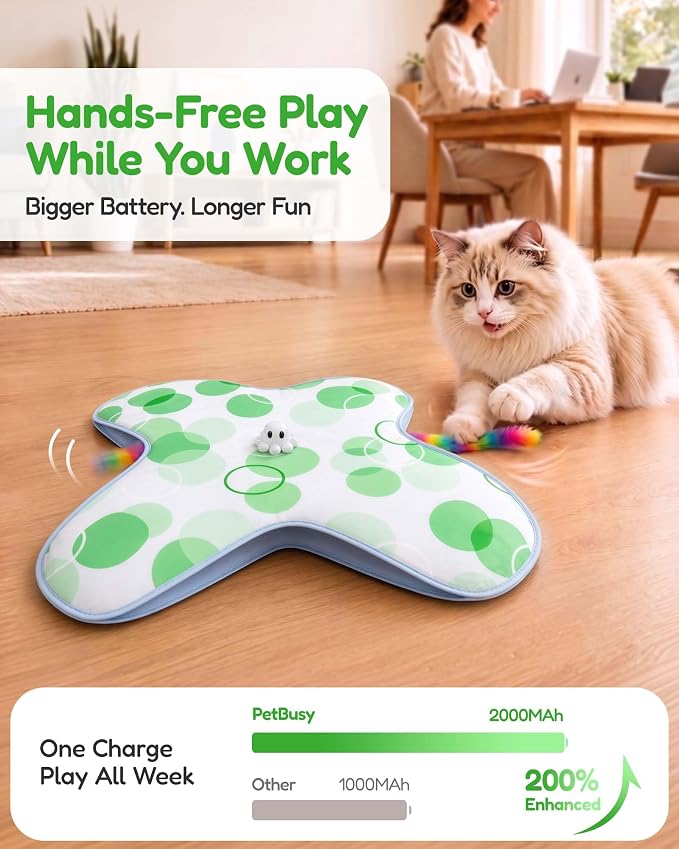 PetsBusy Automatic Hide &Seek Interactive Cat Toys for Indoor Cats,[Week-Long Big Battery] Rechargeable Smart Touch-Activated Kitten Toy with Moving Rainbow Tail for Bored Adult Cats, - Image 3