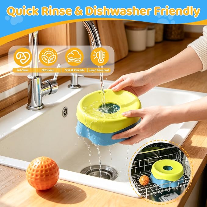 Dog Slow Feeder Bowl, Splash Proof Anti-Gulping Dish for Small Medium Dogs | Controlled eating protects dog gut health. Thick base prevents bowl sliding, spills and floor messes while feeding. - Image 6