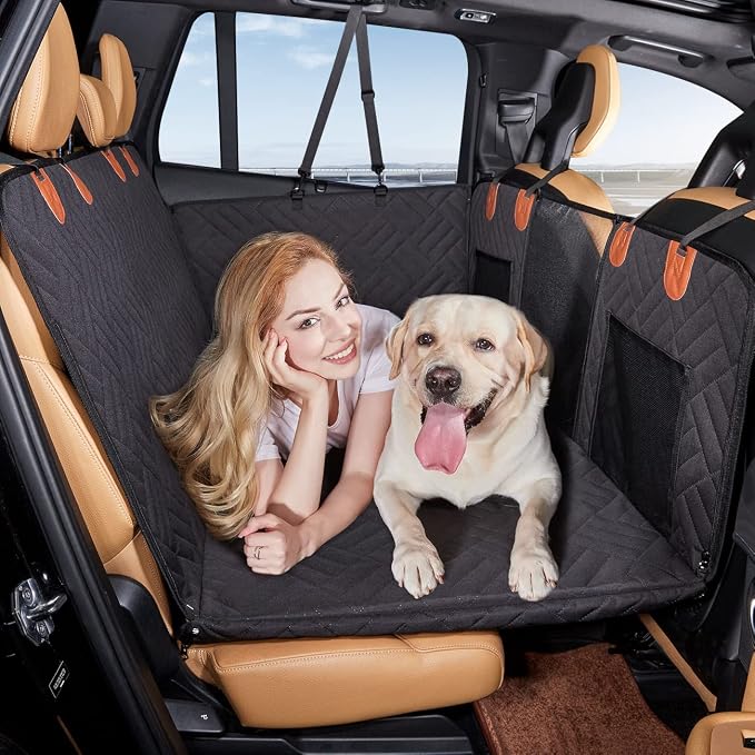 YJGF Hard Bottom Dog Car Seat Cover for Back Seat,Seat Extender for Dogs | Strong Support,More Rest Space,Waterproof, Scratch Resistant,Car Seat Protector,Dog Hammock for Car/SUV/Small Truck by YJGF
