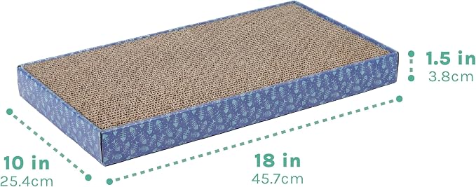 Kitty City 5-Pack XL Double Sided Corrugate Cat Scratcher Pads with Catnip - X-Large Horizontal Cat Scratcher Mats, Reversible Corrugate Nail File Scratchers - Fish Bone Design, 18” x 10” Each - Image 3