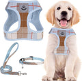 PUPTECK Dog Harness, Collar and Leash Set No Pull for Small Medium Sized | Plaid Puppy Step-in Escape Proof Reflective No Choke Pet Cat Adjustable Walking Vest by PUPTECK