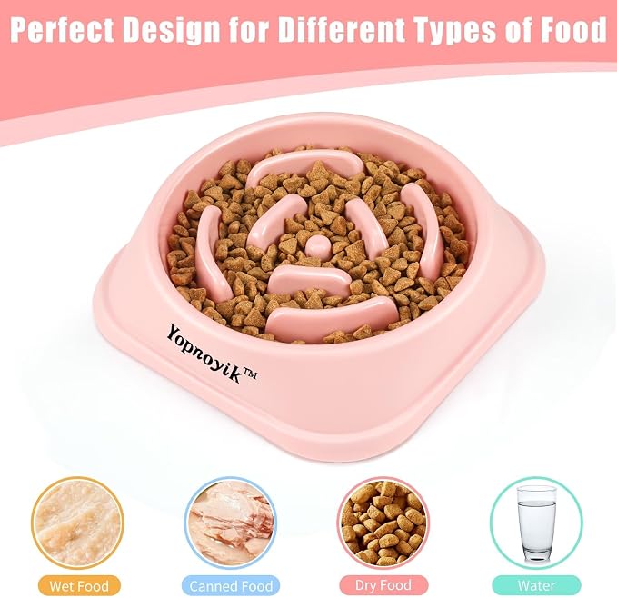 Slow Feeder Dog Bowls for Medium Dogs & Cats | Non-Slip Base, Anti-Choking Design, Reduces Bloating & Overeating, Easy to Clean, 1.5-2 Cups - Image 4
