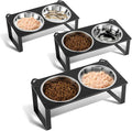3 Set Elevated Cat Food Water Bowls, 6 Stainless Steel Bowls for Indoor Pet with Cute Metal Stand, 10° Tilted Anti-Vomiting Raised Wide Shallow Cat Dishes Whisker Friendly for Multiple Kitten,Puppy by Aomafamzoy