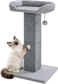 Made4Pets 32" Carpet Cat Scratching Post with Bed for Indoor Cats, Grey | Carpet Cat Scratcher, Raised Perch with Removable Washable Cover, Wide Base, Hanging Ball, Compact Indoor Design by Made4Pets
