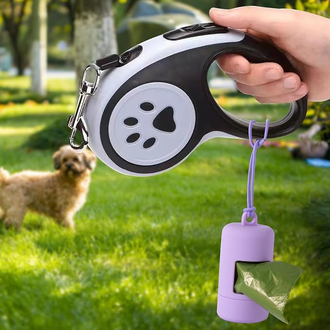 Dog Poop Bag Holder for Leash,2Pack Dogs Waste Bag Dispenser with Elastic Loop Protable Lightweight Plastic Holders for Pet Doggy,Light Blue and Purple - Image 2