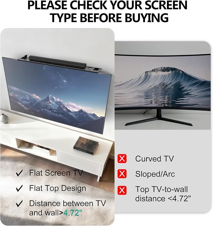 WALI Soundbar Mount, No Drilling TV Top Shelf with 2 Storage Boxes, Floating Monitor Shelves for Router, Cable Box, Game Console Storage, TV Remote Holder, Up to 5.5Lbs, 17.3"x4.3"(TSH004-2B), Black - Image 4