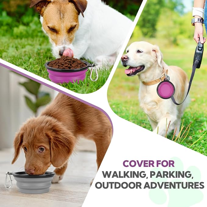 Collapsible Dog Bowl for Travel,2-Pack 12oz Pet Portable Water Food Bowls | Silicone Pet Foldable Bowl with 2 Carabiner Clips, Travel Water Bowl, Food Dishes Bowl, for Camping, Hiking, Walking - Image 8