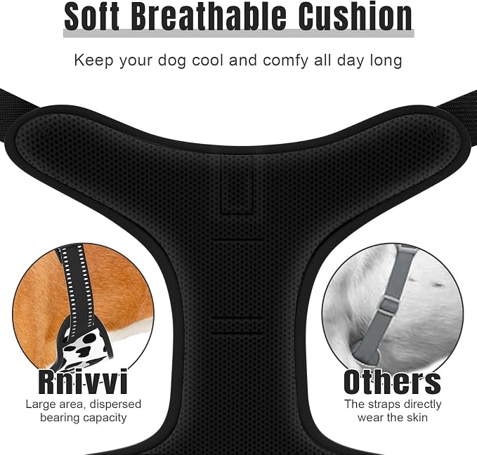 Rnivvi No Pull Dog Harness, Cute Leopard Reflective X-Large Sized Puppy Harness, Adjustable Soft Padded Vest for Large Dogs, Heavy Duty Pet Vest with Easy Control Handle for Walking Training, White - Image 4