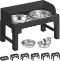 Feandrea Dog Bowls Elevated, Adjustable Height, Tilted Design | Raised Stand, 1 Slow Feeder, Two 304 Stainless Steel Bowls, Ink Black, BOXAL Collection UPRB104B101 by FeandreabySONGMICSHOME
