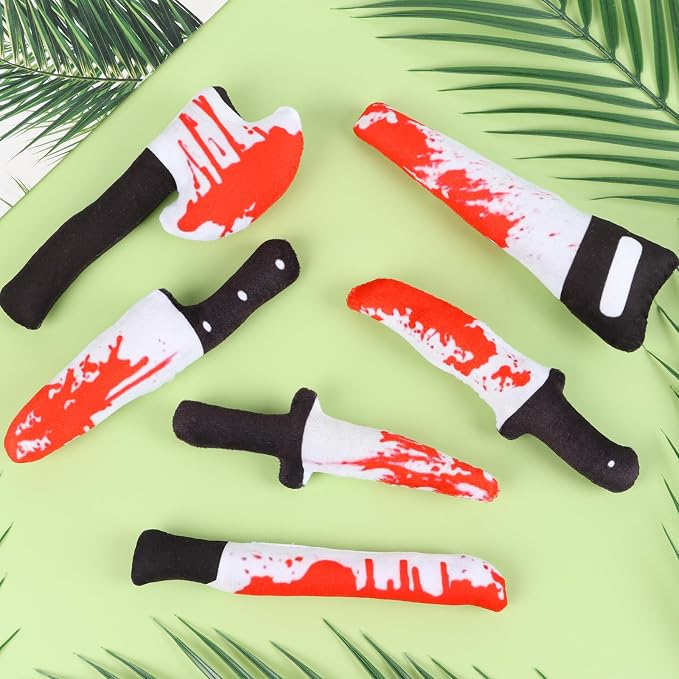 FOIMAS 6pcs Catnip Toys,Knife Shaped Catnip Toys Horror Teething Chew Plush Toys for Cat Kitten Teeth Cleaning Inreractive Toys Indoor Outdoor Halloween Christmas - Image 4