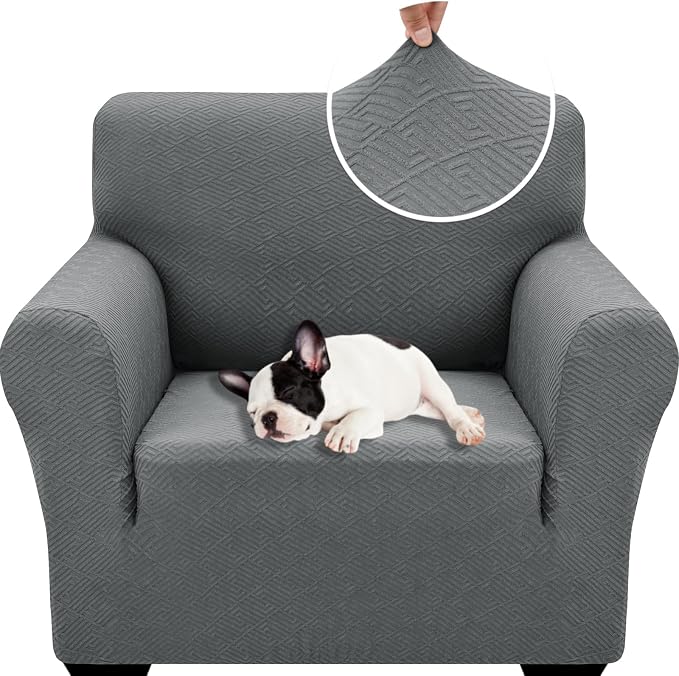XINEAGE Stretch Jacquard Armchair Cover, Non Slip Sofa Slipcover for Dog | High-Stretch Fabric. Wear-Resistant, Pet Friendly. Easy Install & Washable for Living Rooms, Offices.Light Gray - Image 9