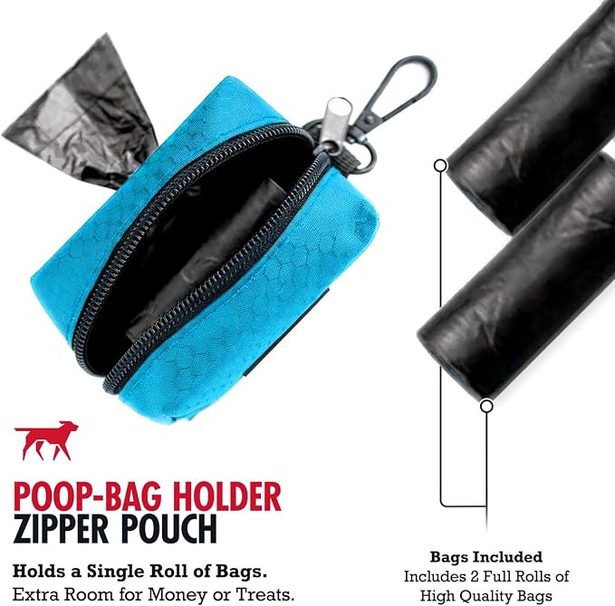 Tuff Pupper Dog Poop Bag Holder | Works with Any Dog Leash | Zippered Waste Bag Dispenser | Waterproof with Rust-Proof Clip | Convenient Lightweight Design | Includes 2 Rolls of Leak-Proof Bags - Image 6