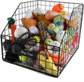 Geyecete dog toy basket Pet wire folding dog toy bin Trapezoid dog toy box Dog Toys Storage Toy box for dogs Chew-Proof Dog Food Toy Storage Container by Geyecete