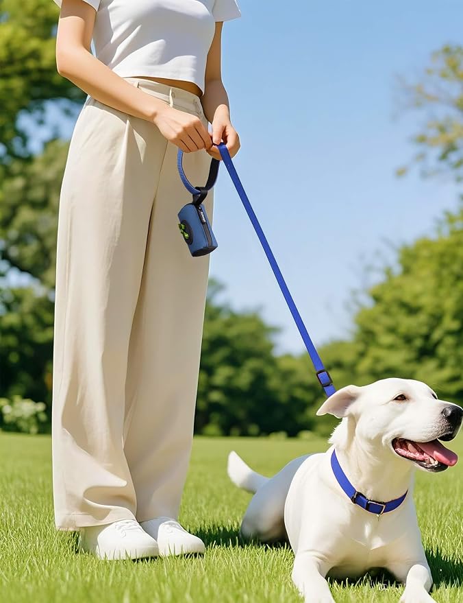 Gobeigo 2-in-1 Dog Poop Bag Holder【Easy Pull-Out Version】(Navy Blue) | Hard Plastic Insert & Soft Fabric Bag Snap-On Strap Dispenser Fits Retractable and Standard Leashes with 1 Roll Bags - Image 4
