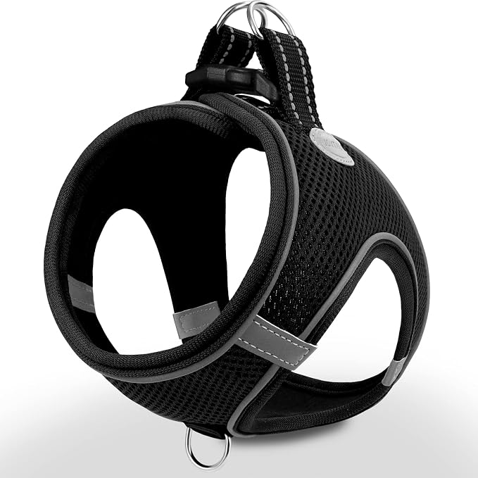 Joytale Step-in Dog Harness, Soft Breathable Mesh, Black L | Adjustable Fit for Small Dogs, Easy Step-in with Secure Fastener, Even Chest Pressure, Reflective For Night Safety, Washable by Joytale