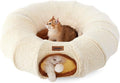 ZOMISIA Cat Tunnel Bed for Indoor Cats, Cute Cat Donut Toy Tunnel for Small Large Cats, Peekaboo Pet Cave Play Tunnel Toys for Kitten/Rabbit,Beige by Zomisia
