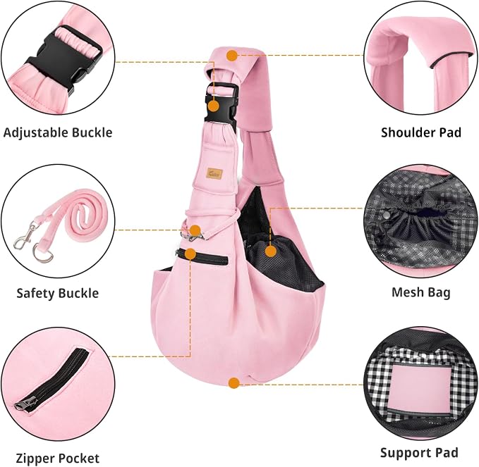 CUBY Dog and Cat Sling Carrier - Hands Free Reversible Pet Papoose Bag - Soft Pouch and Tote Design - Suitable for Puppy, Small Dogs Cats Outdoor - Image 5