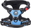 PoyPet No Pull Dog Harness Medium with Front Clip & Neck Release Buckle | No Choke, Adjustable Vest, Reflective, Back Clip, Lockable, Soft Padded Handle for Walking Training, M, Light Blue by PoyPet