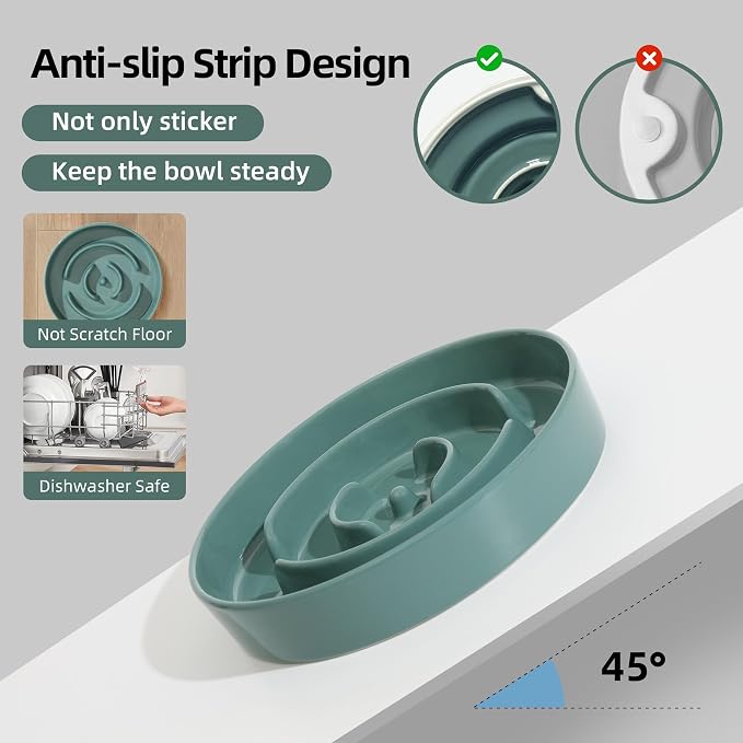 Havniva Dog Bowls Slow Feeder, Ceramic Slow Feeder Dog Bowls for Fast Eater | 1.6 Cups Dog Food Bowl Puzzle Feeder, Slow Feeding Bowls for Medium Breed, Non-Slip Base, Anti-Choking - Image 4