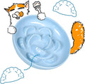 Unbreakable Slow Feeder Bowl for Cats and Small Dogs- Cat Plates for Wet & Dry Food- Melamine Puzzle Cat Bowl for Slow Eating- Whisker Friendly & Dishwasher Safe & Non Slip Design - (Blue,6.3'W*1.5'H) by FullCharm