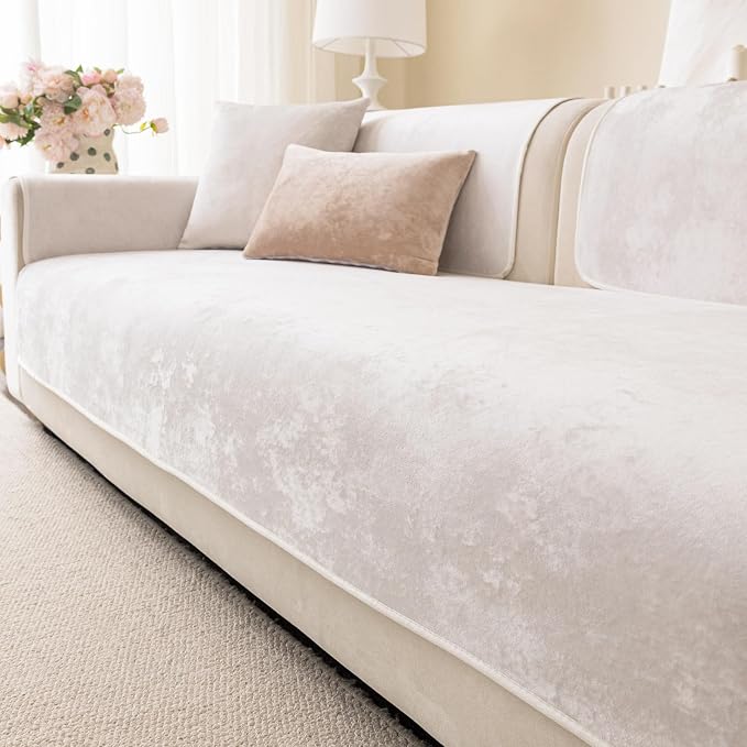 Easy Clean Couch Cover for Dogs,Non Slip Sofa Covers Washable for 3 Cushion Couch Sofa Sectional Sofa Slipcover, Furniture Protector (1 PCS 36"x94" White) - Image 3