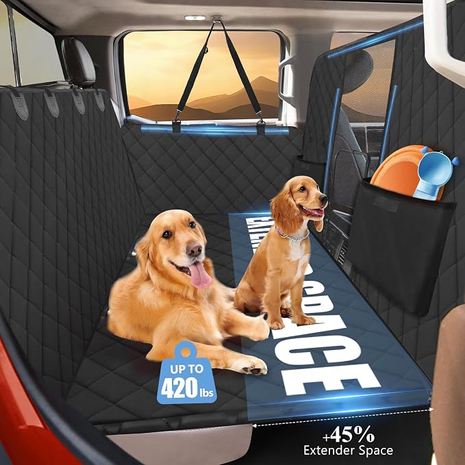 Hard Bottom High Barrier Dog Truck Seat Cover for Crew Cab Trucks | Pet Hammock for F150, RAM1500, Sierra, Tundra, Silverado, Extender Space, 600D Oxford, Holds 420lb, Waterproof, Easy to Set - Image 5
