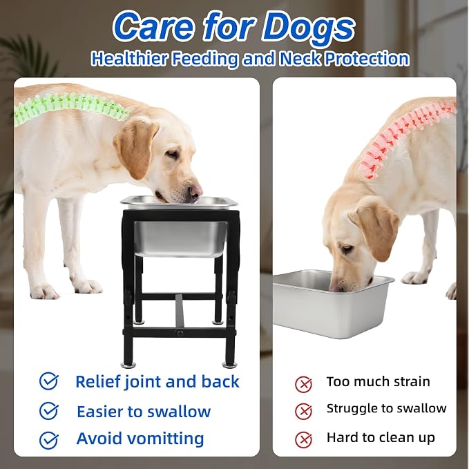 YUEPET Elevated Water Bowl for Dogs, Outdoor Raised Dog Water Bowl 1.25 Gal | 4 Heights Adjustable, Stainless Steel Dog Water Bowls, Raised Dog Water Bowl with Stand, 1.25 Gallon ,Food and Water Use - Image 3