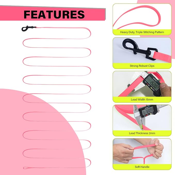 Dog Training Leash - Long Line for Recall & Obedience, Nylon Training Lead with Padded Handle, 15 ft / 20 ft / 30 ft / 50 ft / 100 ft - Long Leash for Dogs Outside, Small/Medium/Large | Durable nylon webbing with reinforced stitching and 360° swivel cl... - Image 6