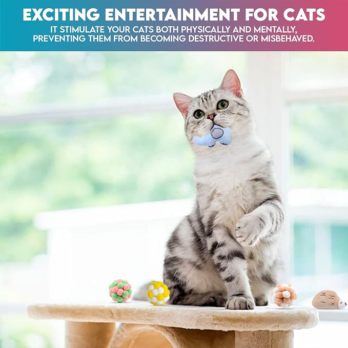 9 Pack Catnip Toys for Cats – Interactive Cat Toys for Indoor Cats & Kittens, Variety Bundle with Plush Animals & Catnip Balls, Fun Kitten Enrichment Toys Set - Image 7