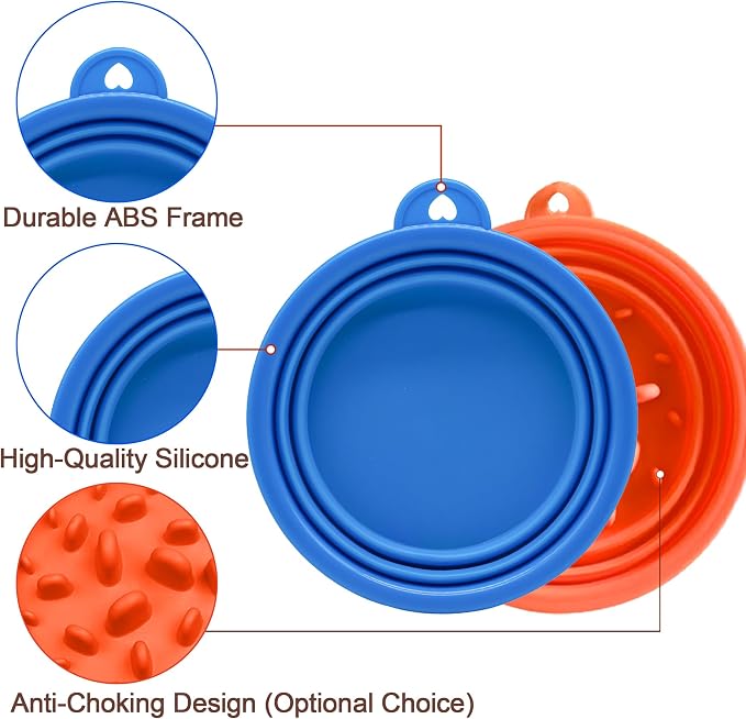 Large Collapsible Dog Bowls (34oz), 1 Pack Pet Travel Foldable Bowl with Carabiners, Healthy, Soft Silicone, Portable Essential Set for Walking, Travel, and Hiking (Blue) - Image 4