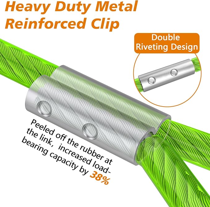 XiaZ Dog Tie Out Cable, Heavy Duty Dog Chains for Outside with Lockable Hook, Pet Runner Cable Leads for Yard, Dogs Line Tether for Small Medium Dogs Up to 250 LBS (30FT, Green) - Image 3