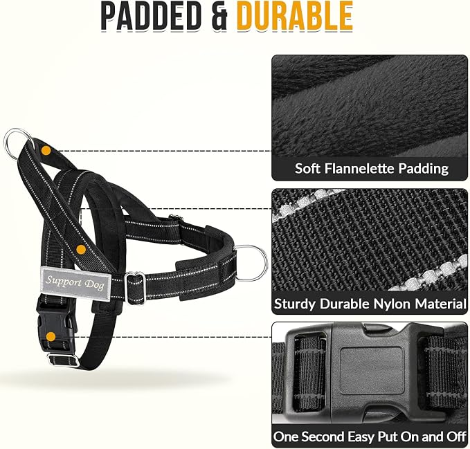 SlowTon No Pull Dog Harness with Front Clip - Heavy Duty, Soft Padded | Neck & Chest Adjustable, Tactical Pet Vest and Leash Set for Large Medium Sized Dogs, for Easy Walk & Training, Black XL - Image 3
