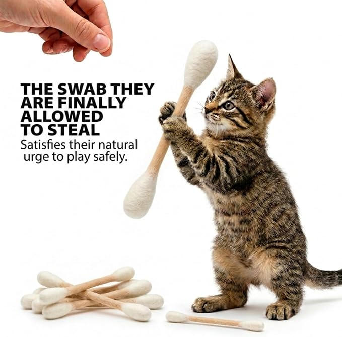 Glaciart One Swabs Cat Toys with Catnip - 6 Pk | Durable for Chew, Cute Cat Toys Interactive Kitty for Boredom, Exercise, & Play | Filled w/Organic Catnip for Anxiety & as Digestive Aid | Gift Idea - Image 3