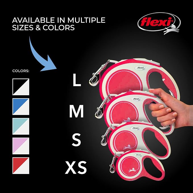 FLEXI New Comfort Tape Retractable Dog Leashes for Large Dogs Upto 132 lbs. – 16 ft., Red/Pastel | Tangle Free Pet Walking Leash with One-Handed Brake, Pause, Lock|German Quality Product - Image 6