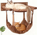 JSPYFITS Wooden Cat Furniture Wall Mounted, Double Layer Hammock, Large Size 18.9″ Removable Multi-Function Cat Bed for Sleep/Play/Climb, Kitten Window Perch, Easy DIY Installation(Brown) by JSPYFITS