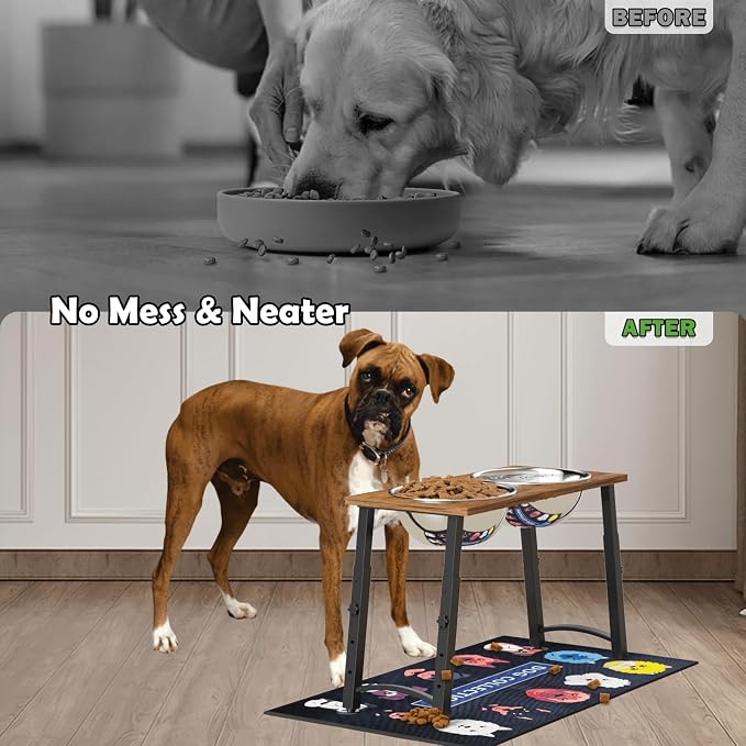 Elevated Dog Bowls for Large Dogs with Slow Feeder & Mat, 4 Height Adjustable & 101oz Bowls, Tall Raised Dog Bowl Stand - Image 6