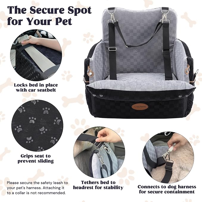 WOOCHPET Dog Car Seat for Small Pets Sturdy Puppy Booster Bed with Elevated Window View Washable Travel Carrier up to 35 Lbs - Image 7