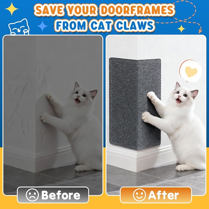 Wall Cat Scratcher for Indoor Cats,Corner Furniture Protector Grey | 23.6x11.8" wall corner cat scratcher,Durable scratching board protects door, wall and couch furniture,Easy mount - Image 6