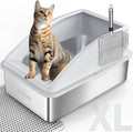 AIPERRO Stainless Steel Litter Box | XL Enclosed Cat Litter Boxes with Lid | High Sided Metal Litter Box for Big Cats | Anti-Urine Leakage | Non-Stick & Easy to Clean | Includes Litter Mat & Metal Scoop by AIPERRO