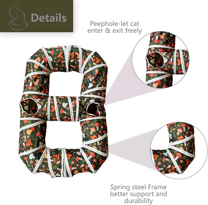 8-Shaped Cat Tunnel Toy Interactive Foldable Playhouse Maze Toys for Cats, Kittens, Rabbits & Small Pets with Playing Balls Collapsible Play Tube for Indoor Fun & Exercise (Brown) - Image 4