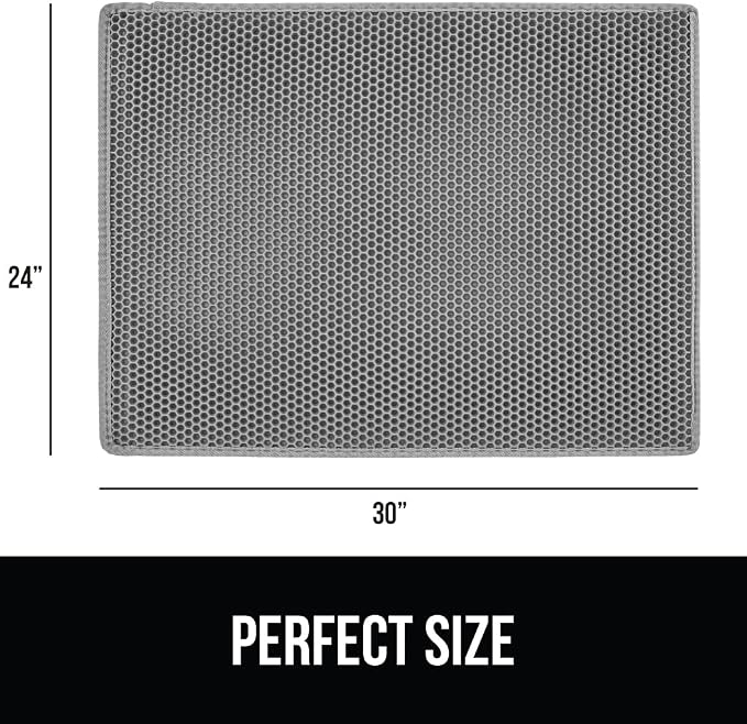 GORILLA GRIP Honeycomb Cat Litter Box Mat, Two Layer Trapping Waste Mats, Soft On Paws, Litter Box Supplies and Essentials for Indoor Cats, Traps Excess, Water Resistant for Floors, 30x24 Gray - Image 7