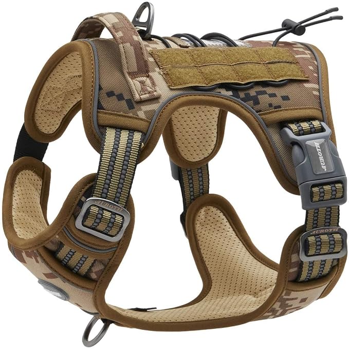 AUROTH Tactical Dog Harness for Small Medium Dogs No Pull Adjustable Pet Harness Reflective K9 Working Training Easy Control Pet Vest Military Service Dog Harnesses Desert Camo M by AurothPets