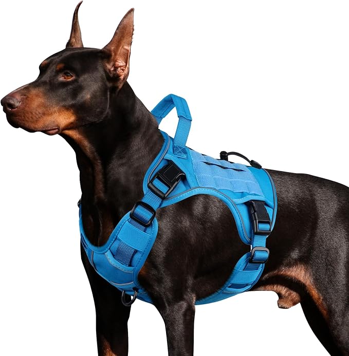 WINGOIN Blue Tactical Dog Harness for Large Dogs,No Pull Dog Harnesses | Heavy Duty with Handle,Adjustable Reflective,Military K9 Style,Big Size Pet Vest,for German Shepherd,for Walking Hunting by WINGOIN
