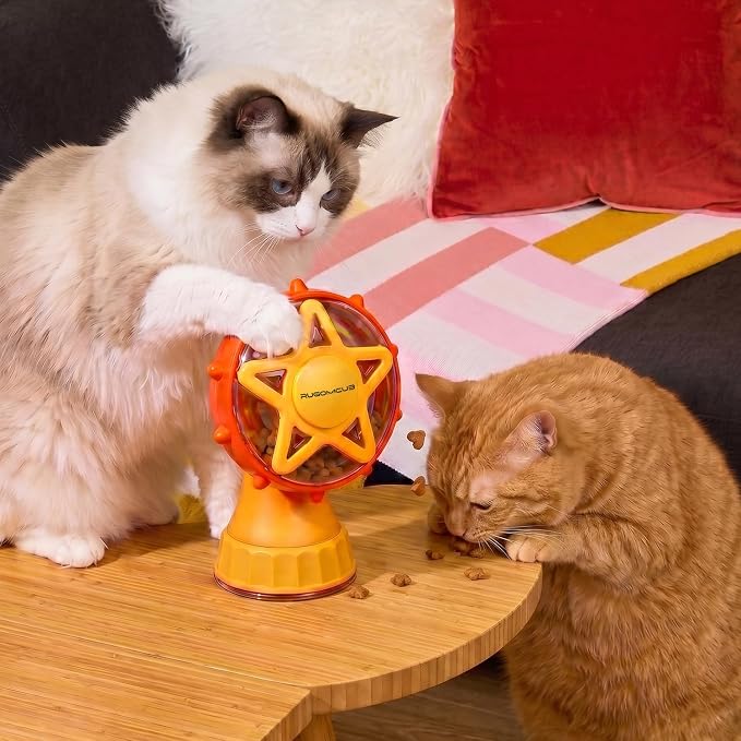 Interactive Cat Toy for Indoor Cats, Ferris Wheel Cat Treat Dispenser Teaser Wand & Suction Cup Base, w/Spoon, Puzzle Feeder Toy for Exercise, Mental Stimulation, Slow Feeding - Image 4