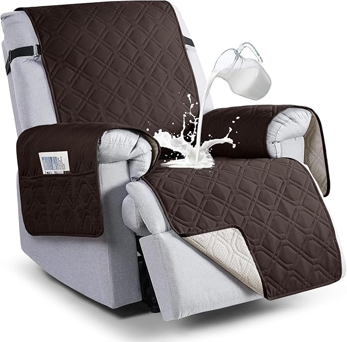 VANSOFY 100% Waterproof Recliner Chair Covers, Recliner Cover Non-Slip Dog Chair Cover Furniture Protector Washable Slipcover with Pocket, Elastic Straps for Pets, Dogs(Chocolate, 30") by VANSOFYFURNITURECOVERS
