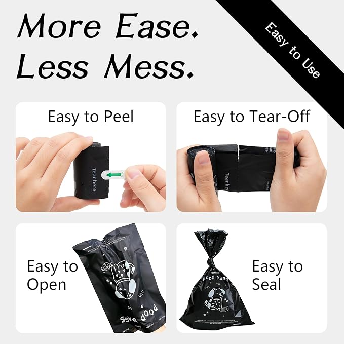 Dog Poop Bags Rolls with Dispenser 360 counts 13x9 in Black | Scented Poop Bags for Dogs Extra Large Guaranteed Leak Proof and Extra Thick, For poop bags for dogs Walking and Cat Litter - Image 3